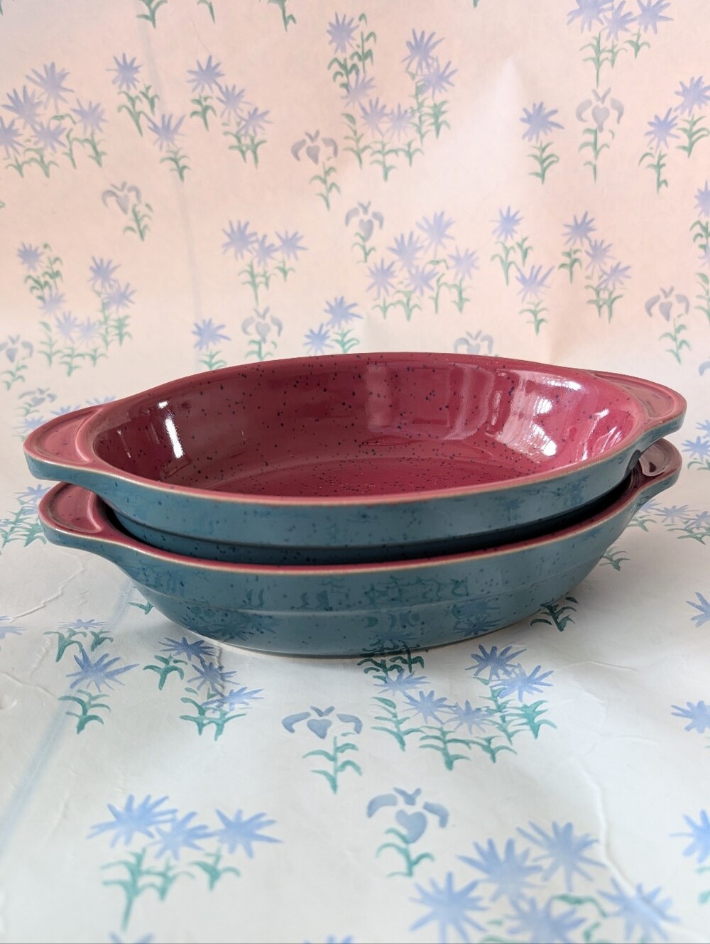 Set of 2 Denby Pottery England Harlequin 8" Au Gratin Small Casserole Dish Green